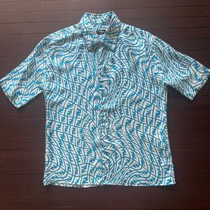 Authentic Mens Fendi Light Blue Silk Shirt Size US (Small)